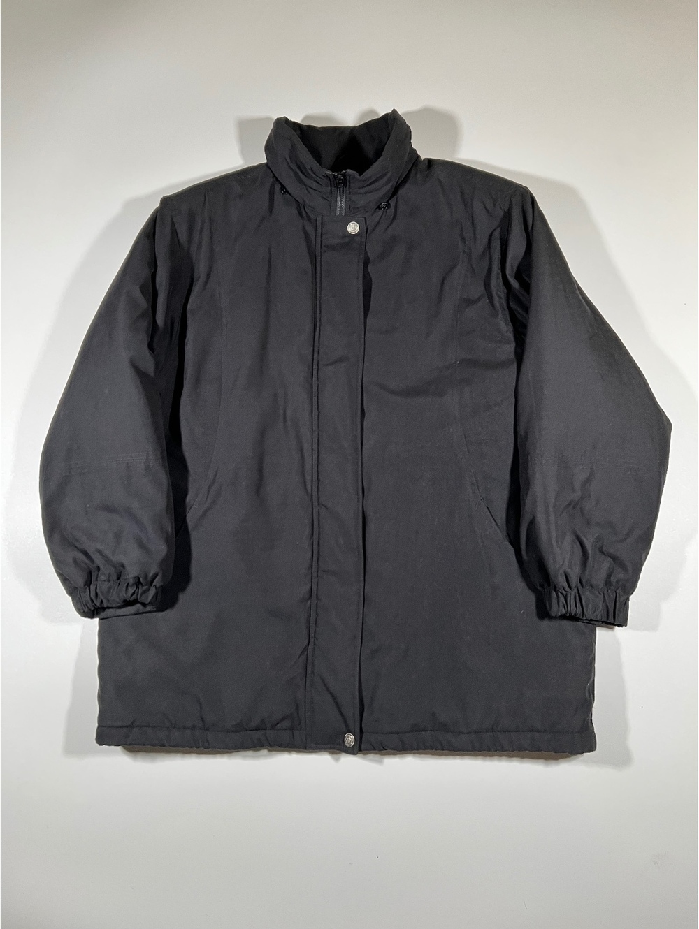 Jacqueline Ferrar Black Puffer Parka Coat Plus Size 2X Zip Hooded Collar